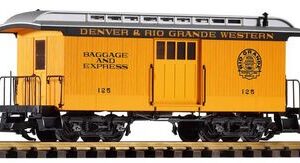 G-D+RGW Wood Baggage Car 126, yellow