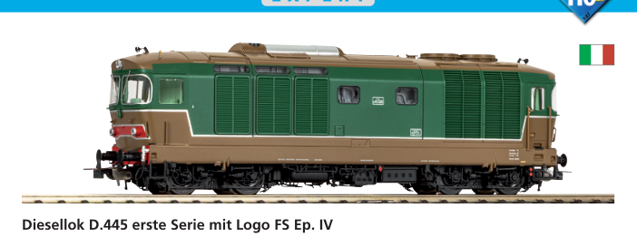 PIKO 22030 – Dieselová lokomotiva D.445 FS, 1. série, ep. IV – DC