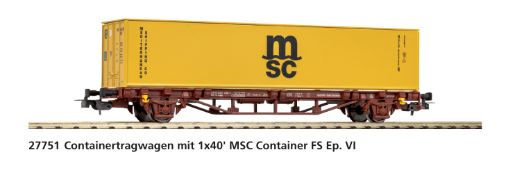 PIKO 27751 – Kontejnerový vůz MSC FS, ep. VI