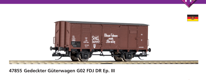 PIKO 47855 – Krytý nákladní vůz G02 FDJ DR, ep. III